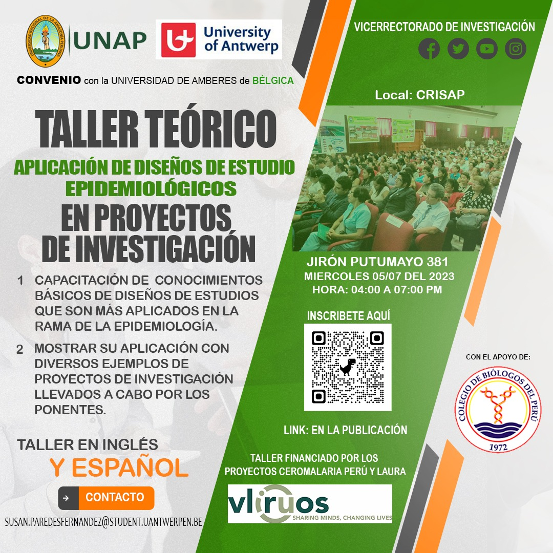 Taller teórico (GRATUITO) "Aplicación de diseños de estudio Epidemiológicos en proyectos de investigación"
